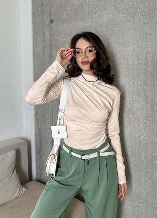 Стильний лонгслів з защипами, різні кольори 💕