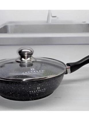 Сковорода  з кришкою з мармуровим антипригарним покриттям 28 см 3,3 л