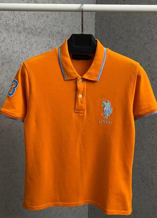 Оранжевая футболка поло u.s.polo assn