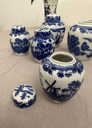 Фарфорові дози для зберігання чаю blue delft2 фото