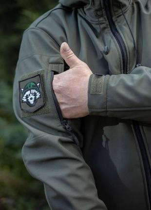 Тактическая куртка-шутрмовка softshell утепленная хаки2 фото
