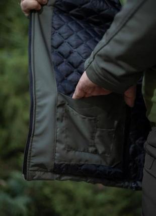 Тактическая куртка-шутрмовка softshell утепленная хаки6 фото