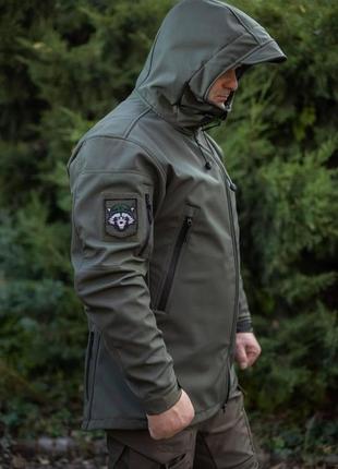 Тактическая куртка-шутрмовка softshell утепленная хаки3 фото