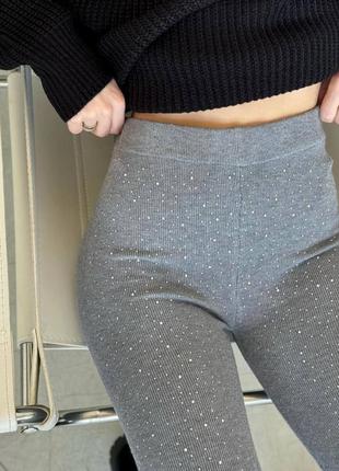 Женские лосины леггинсы со стразами каменями рубчик весна демисезон
