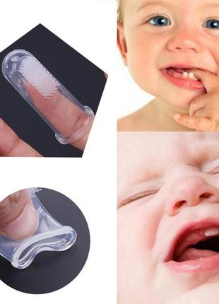 Детская силиконовая зубная щетка для десен , прорезыватель на палец7 фото