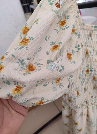 Кофтинка блуза з об'ємним рукавом у квітковий принт3 фото