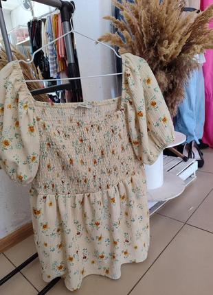 Кофтинка блуза з об'ємним рукавом у квітковий принт1 фото