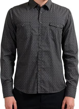 Шикарная мужская рубашка серого цвета в принт пейсли hugo boss slim fit made in bangladesh