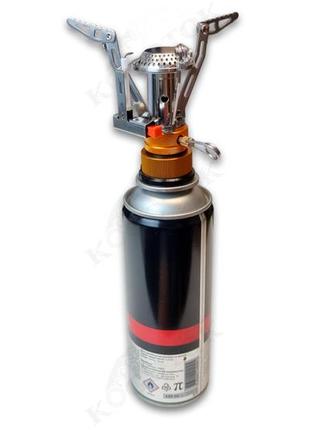 Пальник туристичний газовий mini+ №2 з п'єзопідпалом та перехідник адаптер під цанговий балон8 фото