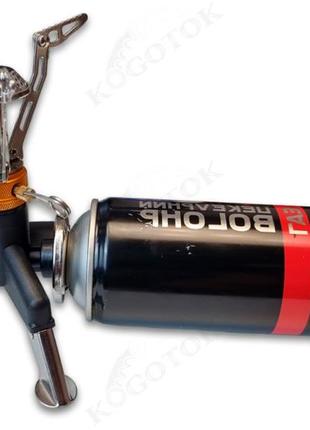 Пальник туристичний газовий mini+ №2 з п'єзопідпалом та перехідник адаптер під цанговий балон6 фото