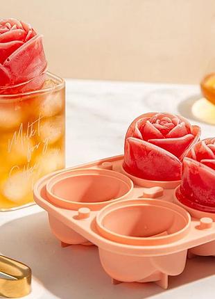 Молд силиконовый розы 5 см персиково-белый