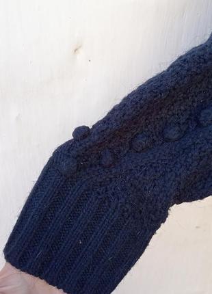 Цікавий в'язаний стильний синій довгий светр в узор 💙2 фото