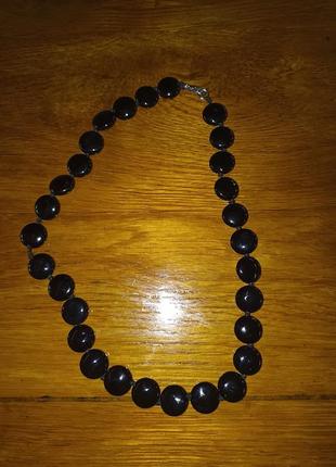 Буси натуральні чорний агат