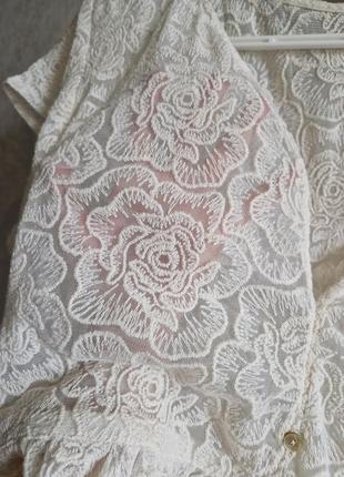Мереживна гіпюрова сукня в айворі кольорі3 фото
