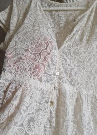 Мереживна гіпюрова сукня в айворі кольорі6 фото