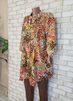 Легкая просторная рубашка/туника/блуза со 100 % хлопка в яркий принт, размер 2-4хл4 фото