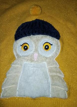 Блестящий свитер с объемным рисунком сова 🦉5 фото