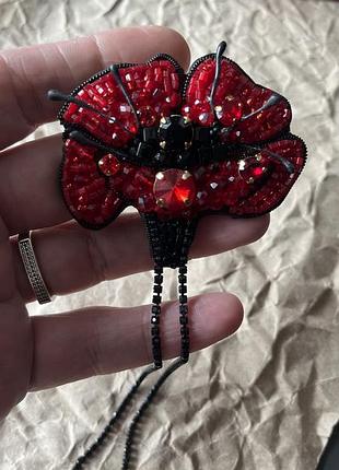Брошка,брошь,підвіска,чокер,брошка мак,handmade,прикраси