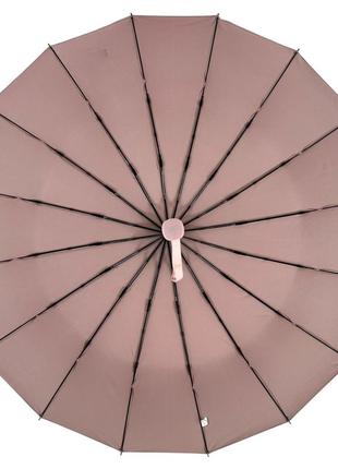 Однотонна автоматична парасоля на 16 карбонових спиць антивітер від toprain, пудровий, 0918-34 фото