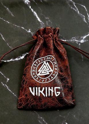 Мужской браслет с эксклюзивным дизайном "runes viking" в скандинавском стиле с рунами+ авторский мешок viking4 фото