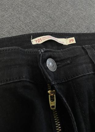 Джинси levi’s 721 чорні з розрізами знизу 29/308 фото