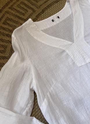 Рубашка блуза туника из льна белая vivid4 фото
