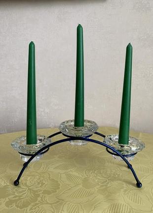 Скляний підсвічник на 3 свічки