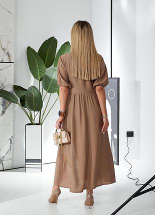 Сукня міді з легкої тканини жатка-льон.8 фото