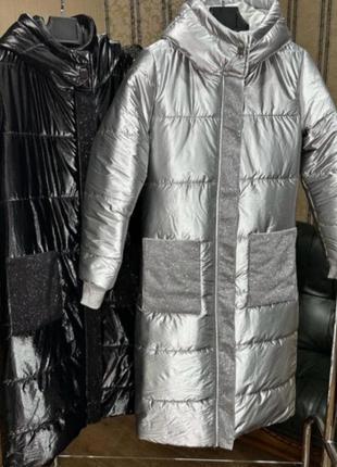 Стильне пальто срібло зі стразами останній 2xl-3xl р., туреччина.6 фото