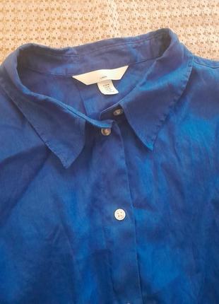 Лляна яскрава синя вкорочена кроп блуза піджак оверсайз h&m4 фото