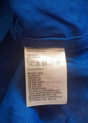 Лляна яскрава синя вкорочена кроп блуза піджак оверсайз h&m7 фото