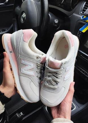 Жіночі кросівки new balance 574 сірі з рожевим2 фото