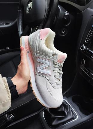 Жіночі кросівки new balance 574 сірі з рожевим