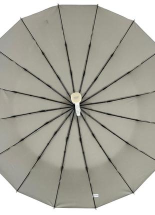 Однотонна автоматична парасоля на 16 карбонових спиць антивітер від toprain, сірий, 0918-74 фото