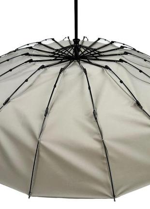Однотонна автоматична парасоля на 16 карбонових спиць антивітер від toprain, сірий, 0918-76 фото