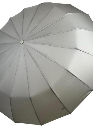 Однотонный зонт автомат на 16 карбоновых спиц антиветер от toprain, серый, 0918-7
