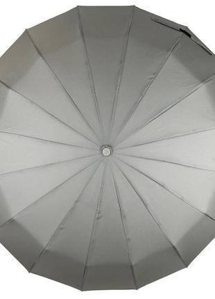 Однотонна автоматична парасоля на 16 карбонових спиць антивітер від toprain, сірий, 0918-73 фото