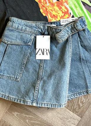 Джинсовые шорты zara, джинсовые скорты zara, джинсові шорти zara, скорти zara для дівчинки, юбка- шорти zara.6 фото