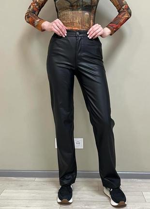 Шкіряні штани брюки zara wide leg5 фото