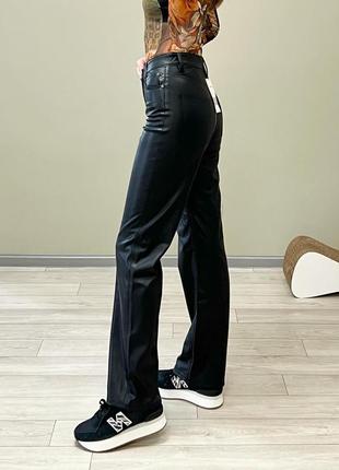 Шкіряні штани брюки zara wide leg4 фото