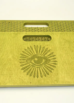 Доска садху с гвоздями для спины с ручкой с шагом 15 мм sadhu board в оливковом цвете jbl-02