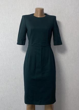 Зеленое офисное деловое платье футляр2 фото