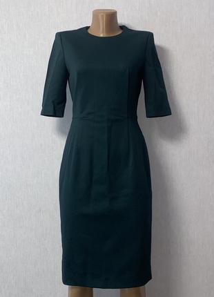 Зеленое офисное деловое платье футляр1 фото