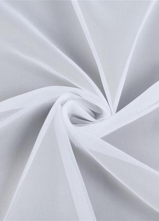 Тюль готовий пошитий білий однотонний шифон на тасьмі, 2.7 х 6м2 фото