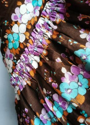 Винтажная юбка robert clarence коттон хлопок макси длинная в принт цветы с рюшами бохо этно9 фото