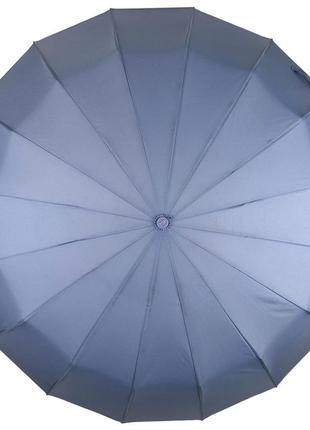 Однотонна автоматична парасоля на 16 карбонових спиць антивітер від toprain, блакитний, 0918-93 фото