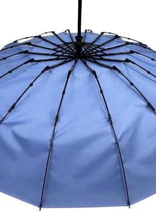 Однотонна автоматична парасоля на 16 карбонових спиць антивітер від toprain, блакитний, 0918-96 фото