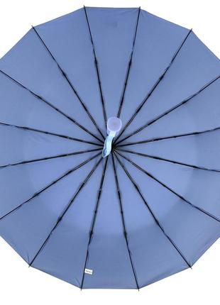 Однотонна автоматична парасоля на 16 карбонових спиць антивітер від toprain, блакитний, 0918-94 фото