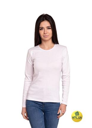 Женская хлопковая футболка с длинными рукавами белого цвета "наталюкс" 21-2313