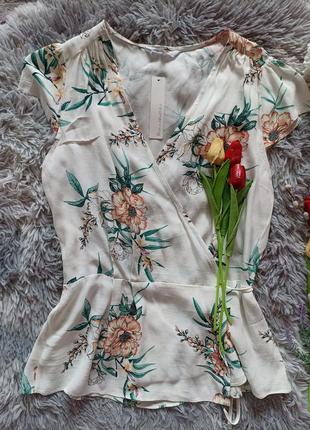 Блуза на запах в квітковий принт 🌷🥀1 фото